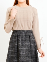 袖レースアップニットプルオーバー/レンガ