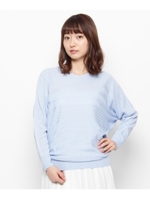 編み地ボーダードルマンカットソー/キャメル(041)