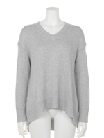 VネックサイドスリットAラインニットチュニック/ネイビー