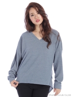 リブV/Nニット/ブラック