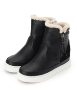 フェイクレザーファーミドルシューズ/ブラック(019)