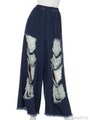 DAMEGED DENIM WIDE PANTS/INDIGO