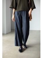 【AZUL by moussy】バックギャザーデニムワイドパンツ/NVY