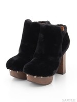 【R&E】フェイクファーショートブーツ/ブラック