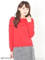 アンゴラ混オフショルダーニットプルオーバー/レッド