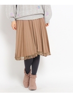 裾レースサテンプリーツスカート/ベージュ系(054)