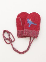 ダイナソー+ロゴプリント ミトン/レッド