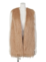 [GREED]LONG FUR Vest/BROWN