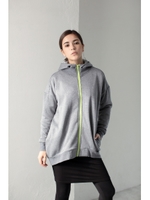 【AZUL by moussy】リブ切替長袖スタンドビッグパーカー/T.GRY