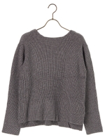 バックベルトニットプルオーバー/杢グレー