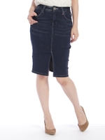 前スリットデニムタイトスカート/ネイビー