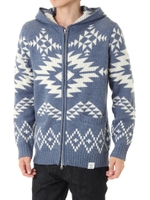 【AZUL by moussy】ブルーチマヨJQDニットZIPパーカー/NVY