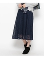 レースギャザースカート/ネイビー(093)