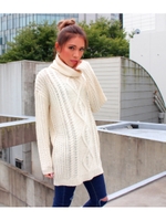 【LATINA】ケーブル編タートルニットチュニック/BEG