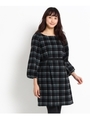 シャギーチェック切り替えワンピース/ブラック(219)