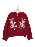 刺繍裏起毛トレーナー/グレー