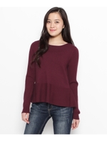 ぺプラムリブニットプルオーバー/キャメル(041)