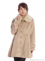ファー襟シングルドールコート/ベージュ