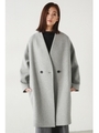 【AZUL by moussy】ダブルボタンコート/T.GRY