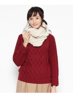 ケーブル編みクルーネックニット/ネイビー(093)