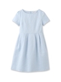 後リボンジャカードタックワンピース/ライトブルー(091)