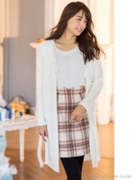 袖シフォンランダムリブニット/ライトグレー