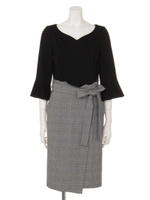 袖フレアドッキングワンピース(チェック)/チェック