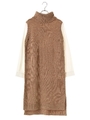 袖シャツドッキングニットワンピース/ベージュ