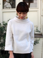 ウール混ロールカラープルオーバー/L/グレー