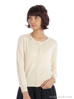 メリノ×ニービジューカーデニット　2/ピンク