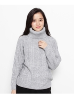 ケーブルオフタートルニット/ホワイト系(002)