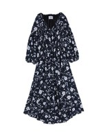 flower gather long dress/BLACK