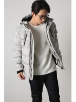 【AZUL by moussy】TC杢ボーダー中綿ブルゾン/GRY