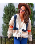 【anap mimpi】MIXニットフリンジポイントカーディガン/BEG