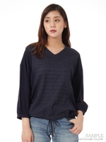 コットンレース+マハラニ−ナ天竺カットソー/ネイビー