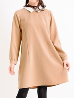 チョーカー付衿ワンピース/ベージュ