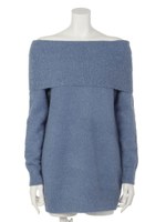 【sw】ブークレーオフショルニットチュニック/ブルー