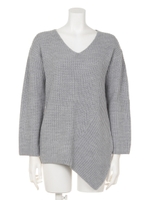 ウォーム片畦ニットTOP/T.GRY