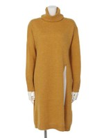 スリットロングニット/BROWN