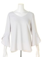 洗えるバックチェーンフレアブラウス/ライトグレー