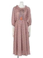 【Omekashi】柄×刺繍ワンピース/ブラック