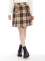 フリルチェック台形スカート/ブラウン