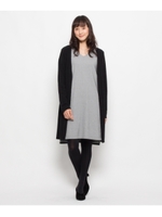 2点セット(ロングカーデ&ワンピース)/グレー×ネイビー(512)