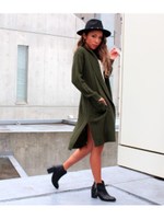 【LATINA】リブ編スリットロングニットコーディガン/GRY