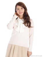 ボウタイカラーレトロニットプルオーバー/シロ