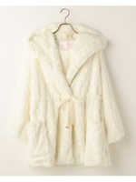 【LIZ LISA】ファーフードコート/ホワイト