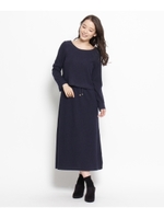 リブニットセパレート風ワンピース（ベトナム製）/ネイビー(093)