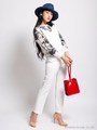 刺繍シフォン×ニットトップス[DRESS]/ブラック