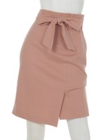 リボンベルトラップスカート/ベージュ