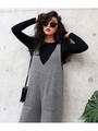 【ANAP】ニットサロペット/BK/WH